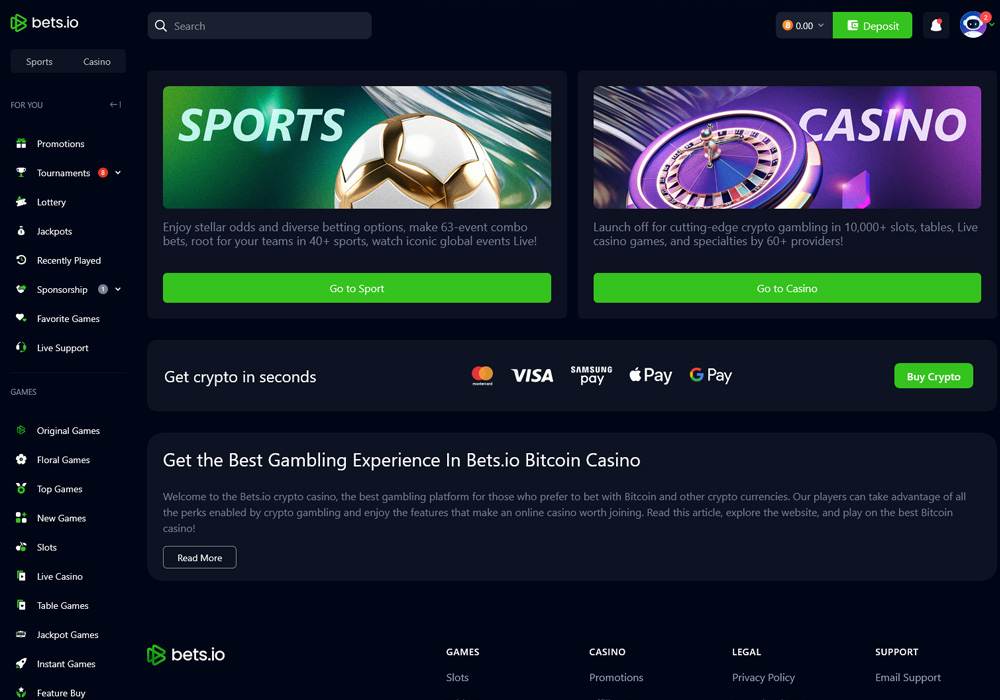 Bets.io Homepage