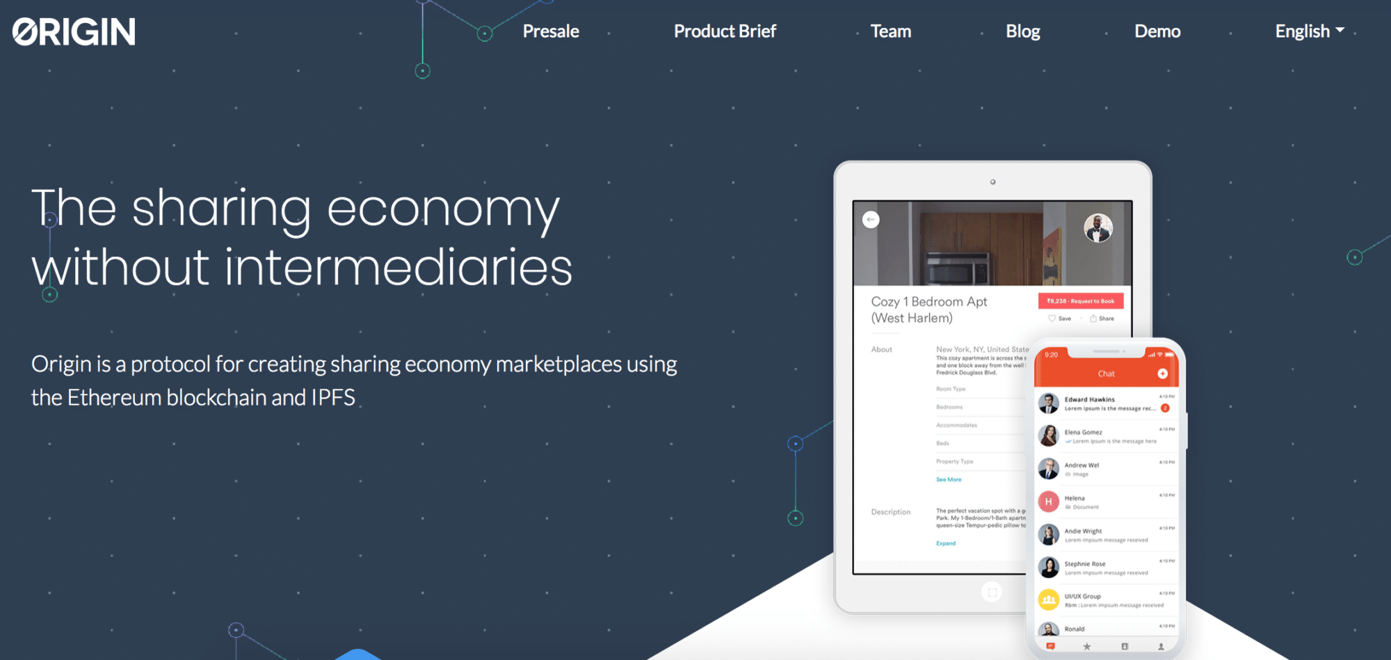 Origin Protocol's home page.