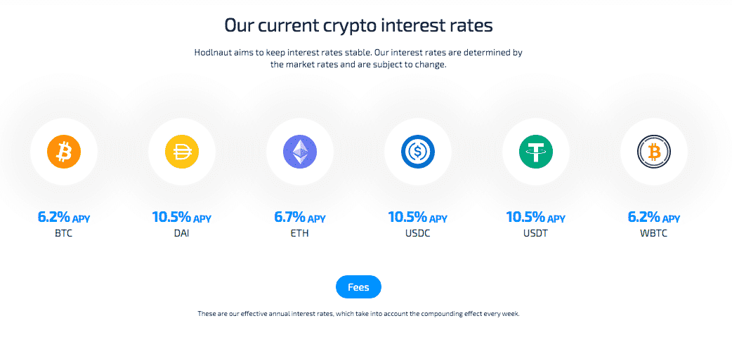 Hodlnaut's interest rates as of 30/7/2021. (Source: Hodlnaut)
