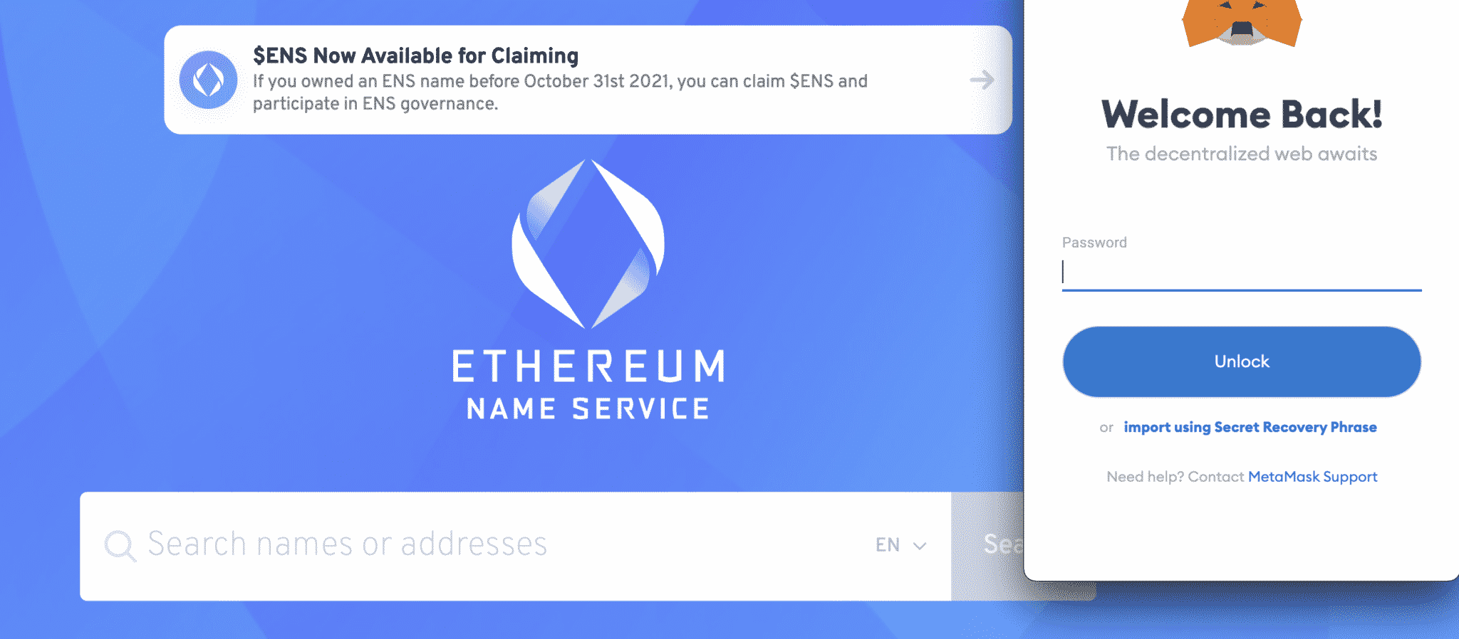 The ENS domain purchasing process