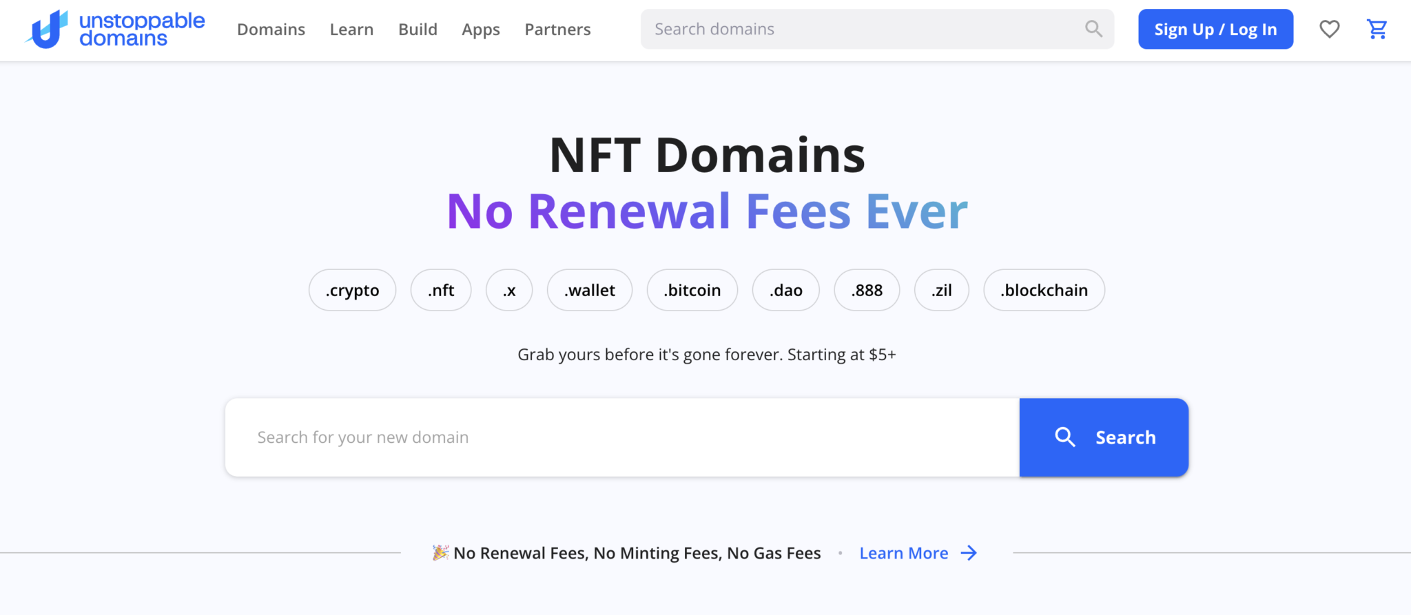 Unstoppable Domains Landing Page
